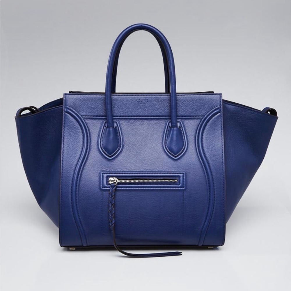 CELINE Smooth Calfskin Medium Phantom Luggage Electric Blue